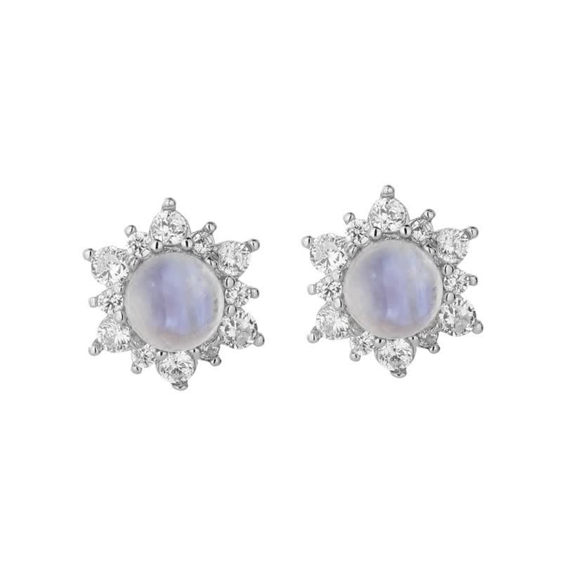 Olivenorma 925 Silver Zircon Bezel Moonstone Earrings