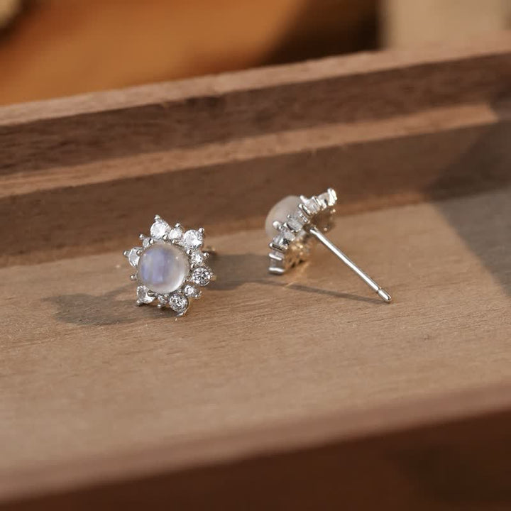 Olivenorma 925 Silver Zircon Bezel Moonstone Earrings