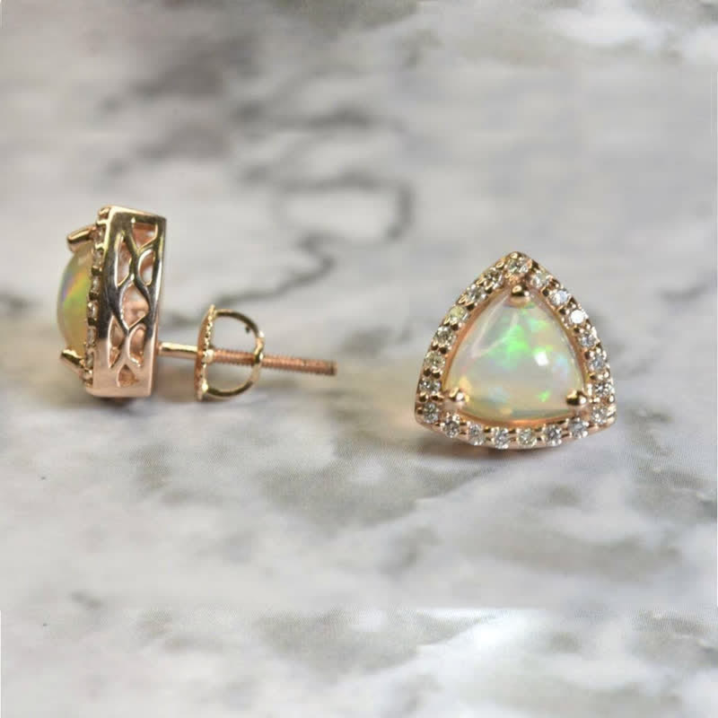 Olivenorma 925 Silver Triangle Shape Opal Earrings