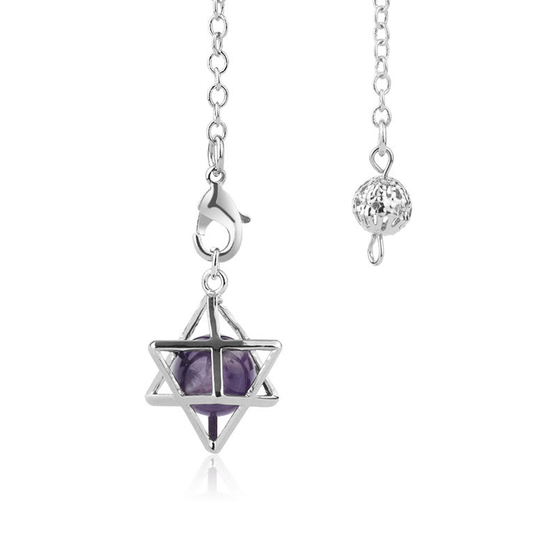 Olivenorma Hollow Merkaba Natural Gemstone Pendulum