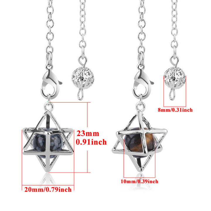 Olivenorma Hollow Merkaba Natural Gemstone Pendulum