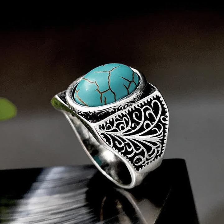 Olivenorma Natural Turquoise Arabesque Men Ring