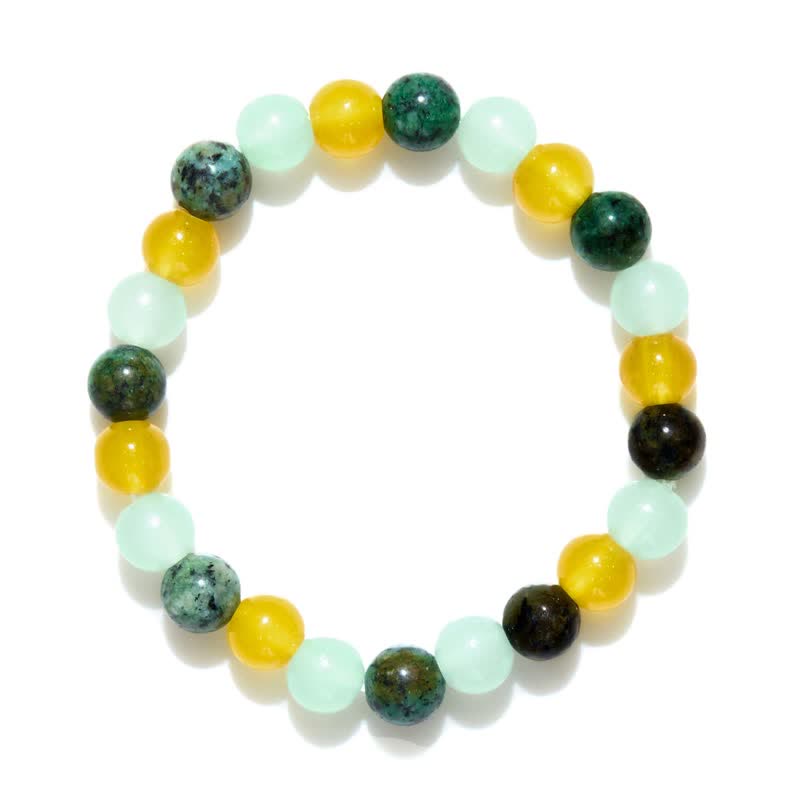 Olivenorma African Turquoise Green Fluorite Citrine Beaded Bracelet