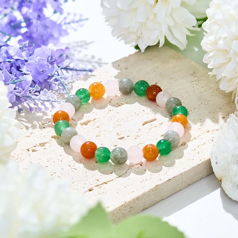 Olivenorma 8mm Multicolor Natural Stone Labradorite Beaded Bracelet