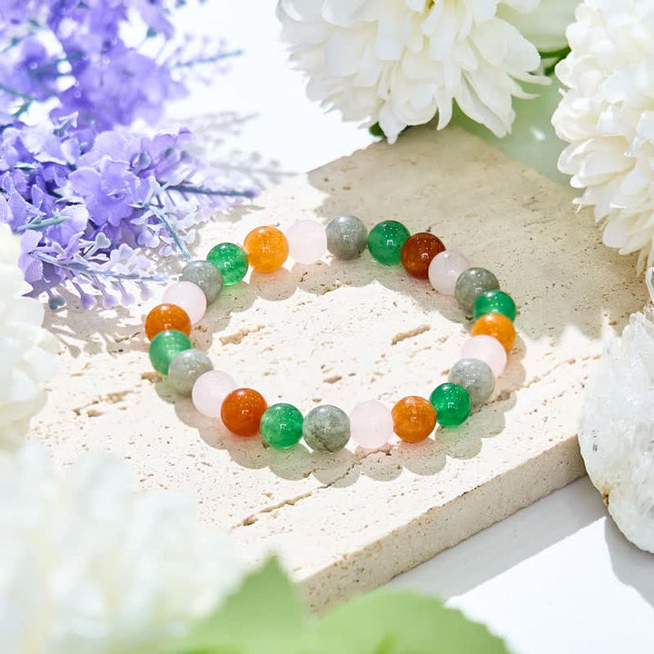 Olivenorma 8mm Multicolor Natural Stone Labradorite Beaded Bracelet
