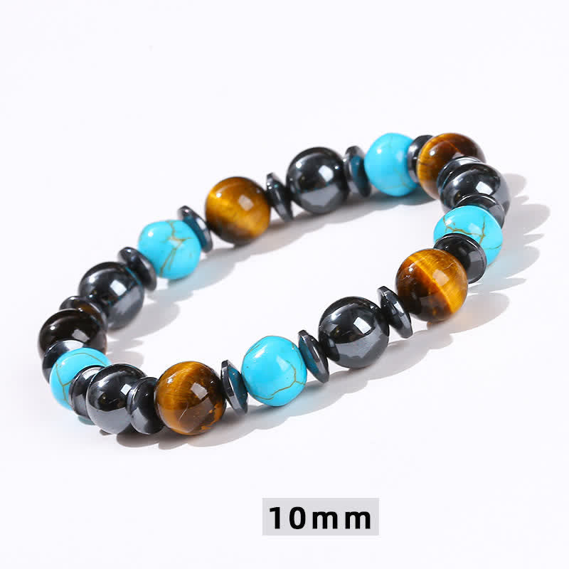 Olivenorma Tiger Eye Hematite Turquoise Beaded Bracelet