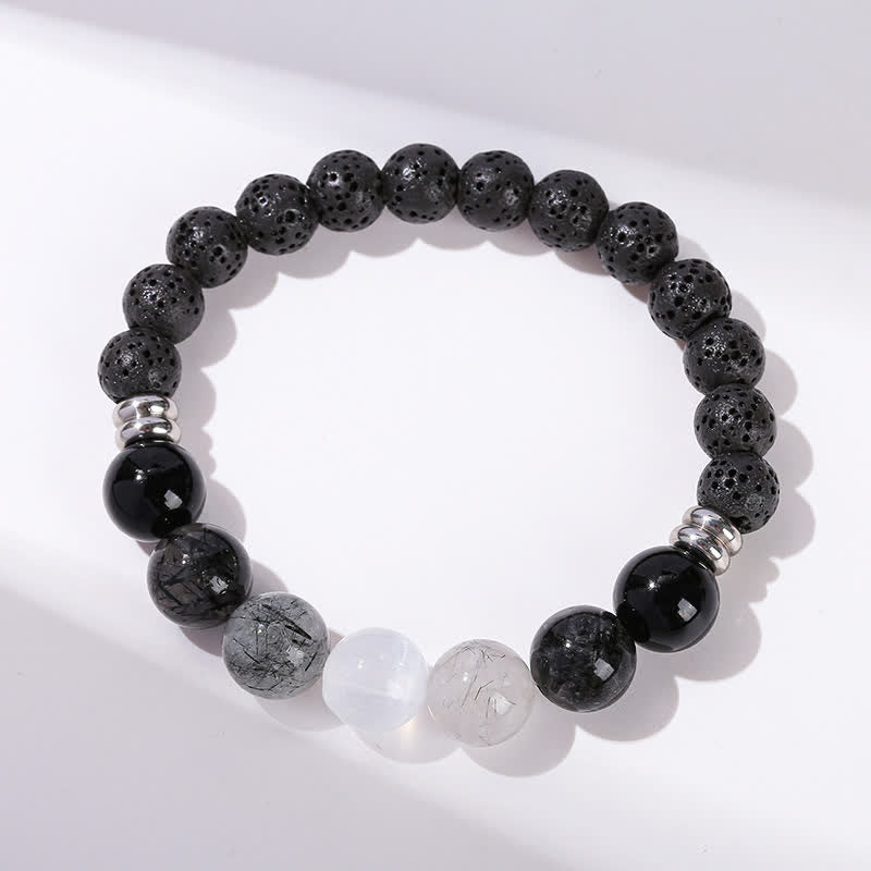 Olivenorma Black Quartz Rutilated Beaded Bracelet