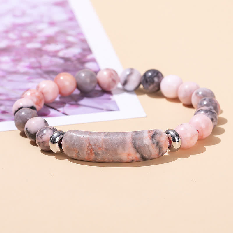 Olivenorma Natural Stone Long Crystal Beaded Bracelet - Rhodonite - image 11