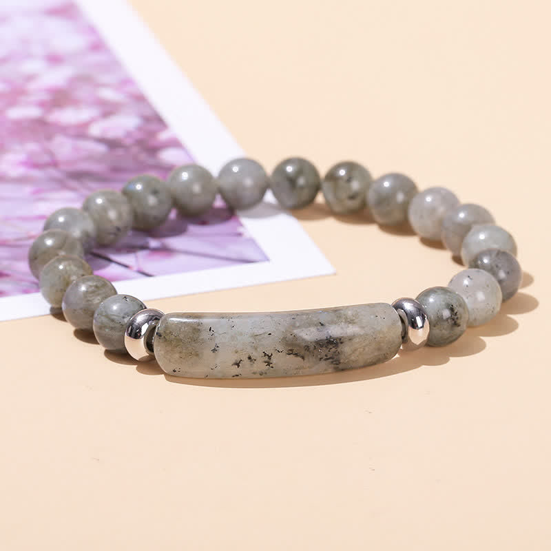 Olivenorma Natural Stone Long Crystal Beaded Bracelet - Labradorite - image 7
