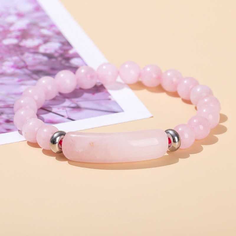 Olivenorma Natural Stone Long Crystal Beaded Bracelet - Rose Quartz - image 1