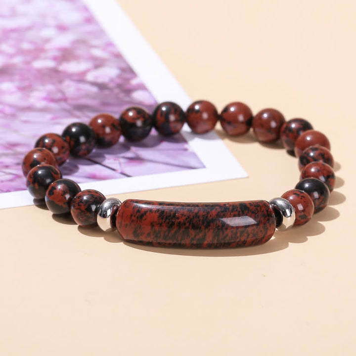 Olivenorma Natural Stone Long Crystal Beaded Bracelet - Mahogany Obsidian - image 17