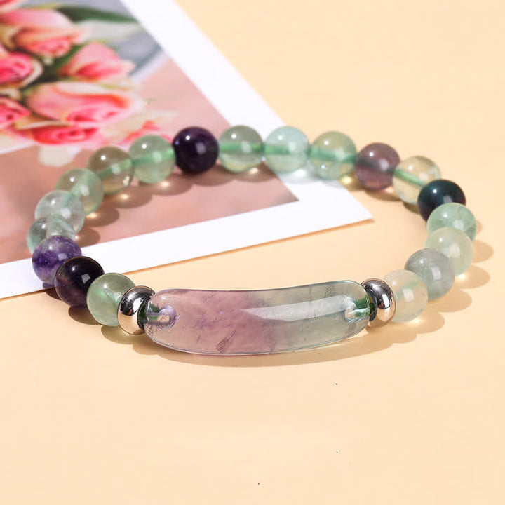 Olivenorma Natural Stone Long Crystal Beaded Bracelet - Fluorite - image 32