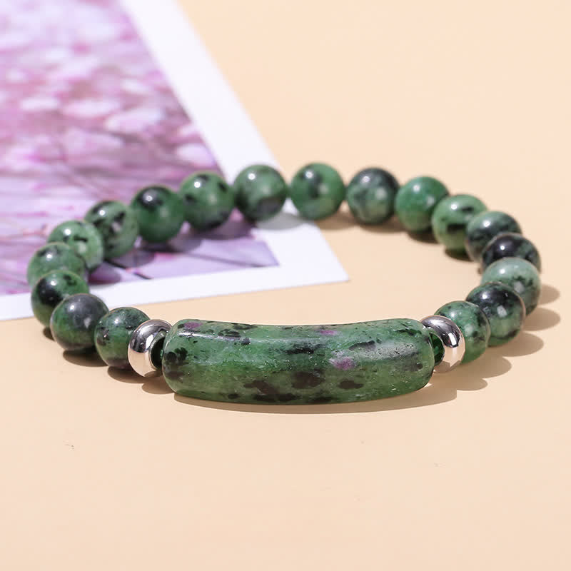 Olivenorma Natural Stone Long Crystal Beaded Bracelet - Ruby Zoisite - image 36