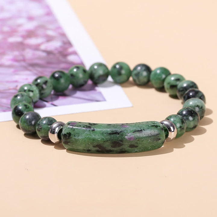 Olivenorma Natural Stone Long Crystal Beaded Bracelet - Ruby Zoisite - image 36