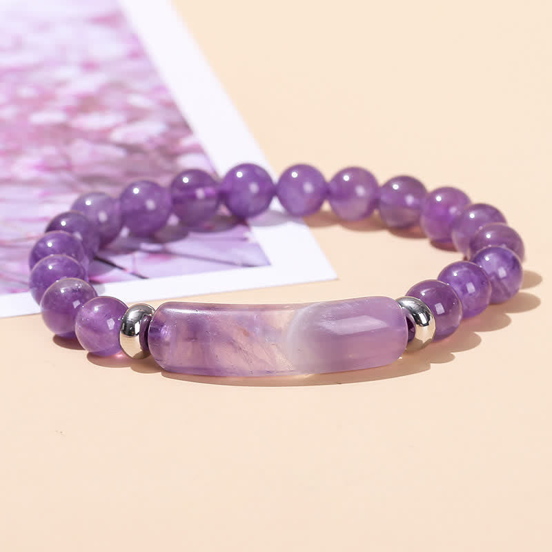 Olivenorma Natural Stone Long Crystal Beaded Bracelet - Amethyst - image 30