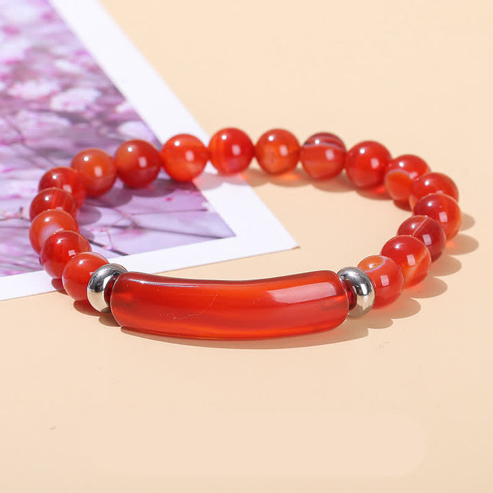 Olivenorma Natural Stone Long Crystal Beaded Bracelet - Carnelian - image 40