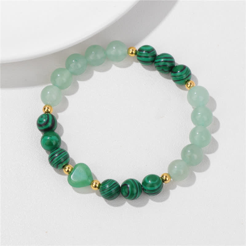 Olivenorma Natural Stone Heart Beaded Bracelet