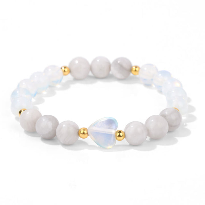 Olivenorma Natural Stone Heart Beaded Bracelet