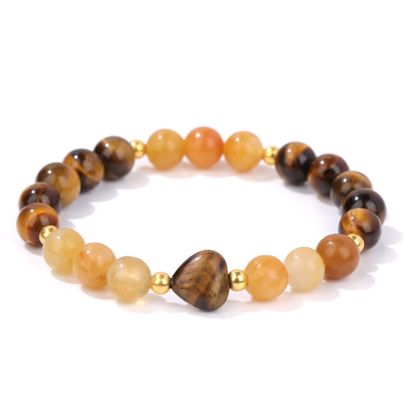 Olivenorma Natural Stone Heart Beaded Bracelet