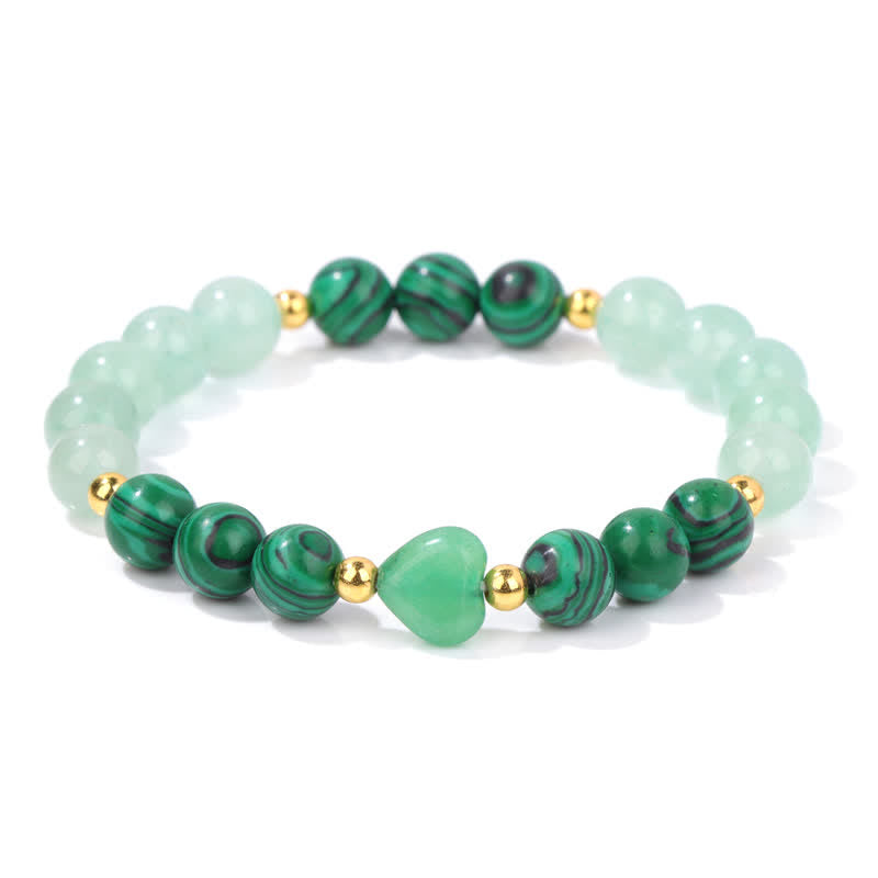 Olivenorma Natural Stone Heart Beaded Bracelet