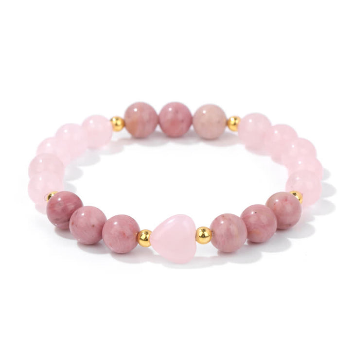 Olivenorma Natural Stone Heart Beaded Bracelet