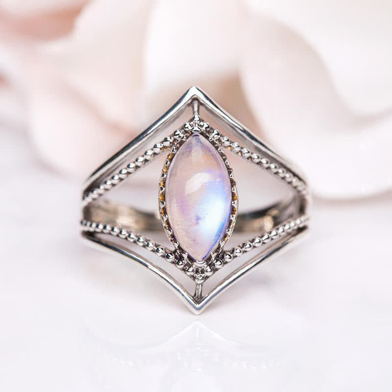 Olivenorma Natural Moonstone Marquise Ring