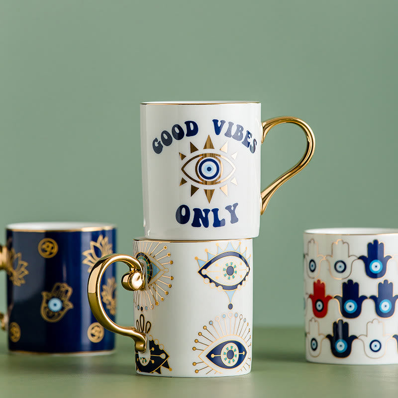 Olivenorma Evil Eye Pattern Coffee Cup Ceramic Tea Mug