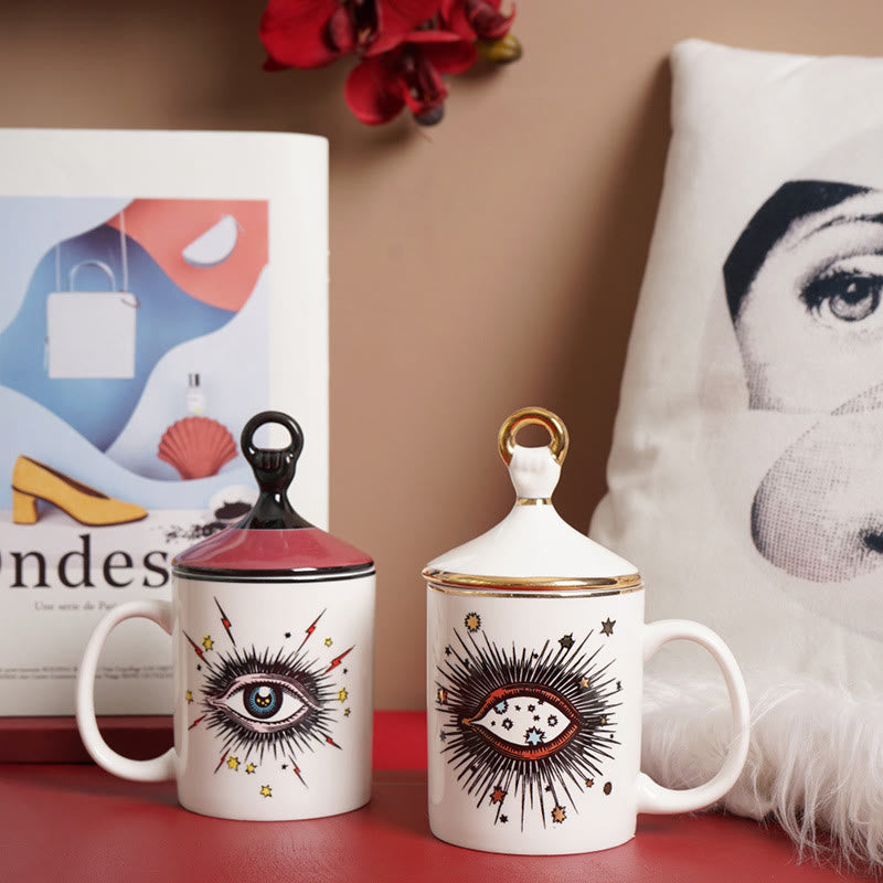 Olivenorma Creative Evil Eye Coffee Mug with Cup Lid