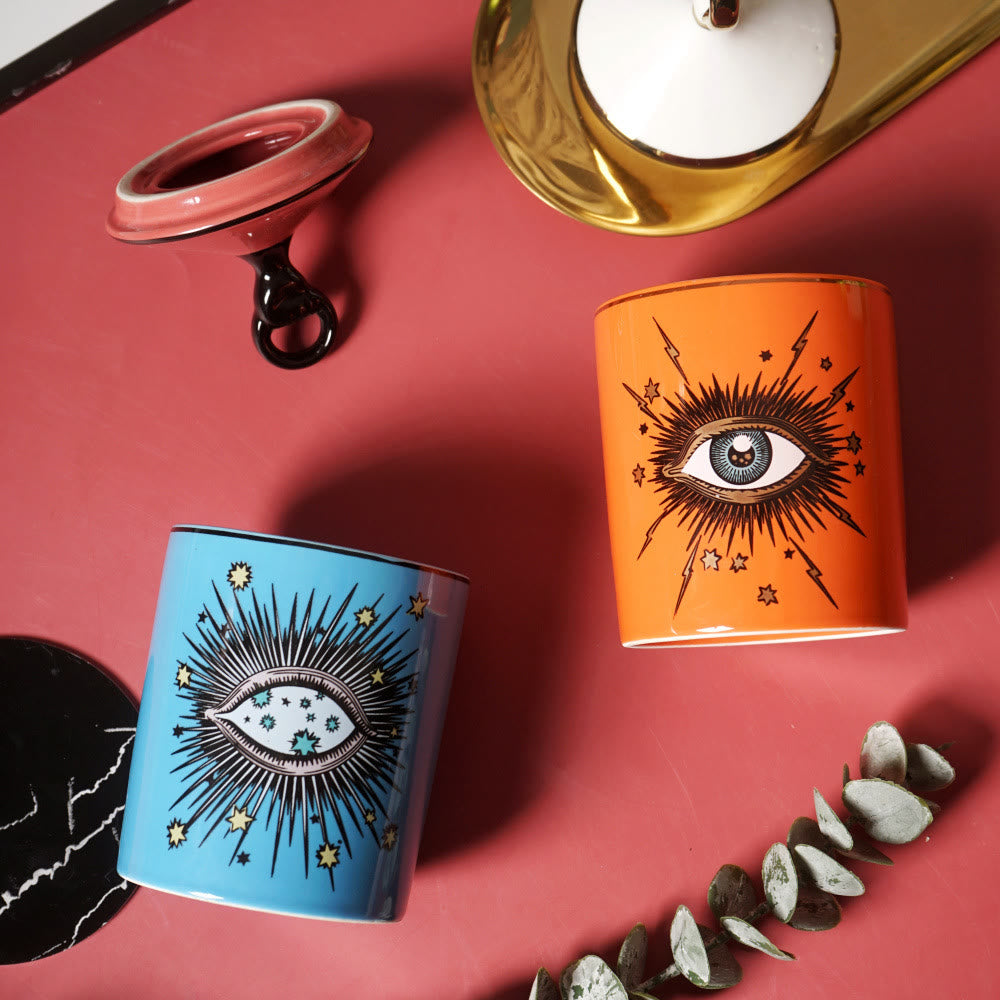 Olivenorma Functional Evil Eye Symbol Candle Jar with Lip