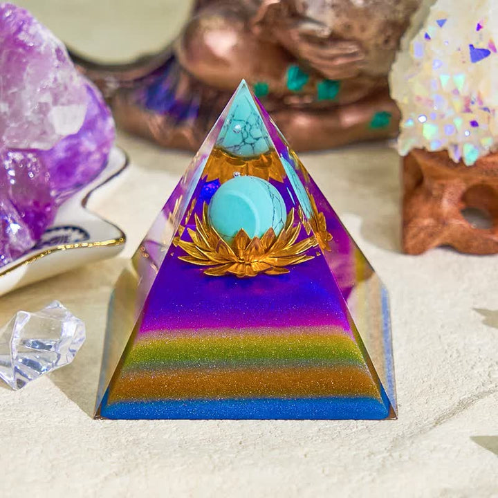 Olivenorma 6cm Blue Turquoise Ball Colorful Orgone Pyramid