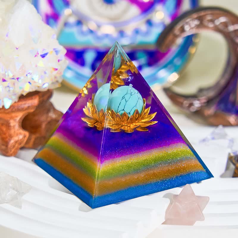 Olivenorma 6cm Blue Turquoise Ball Colorful Orgone Pyramid