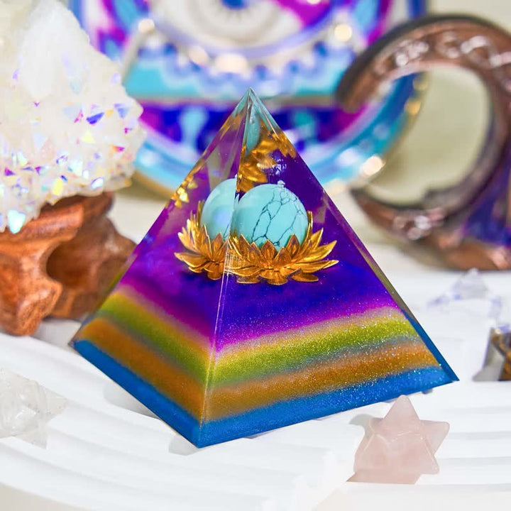 Olivenorma 6cm Blue Turquoise Ball Colorful Orgone Pyramid