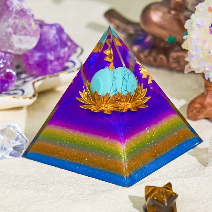 Olivenorma 6cm Blue Turquoise Ball Colorful Orgone Pyramid