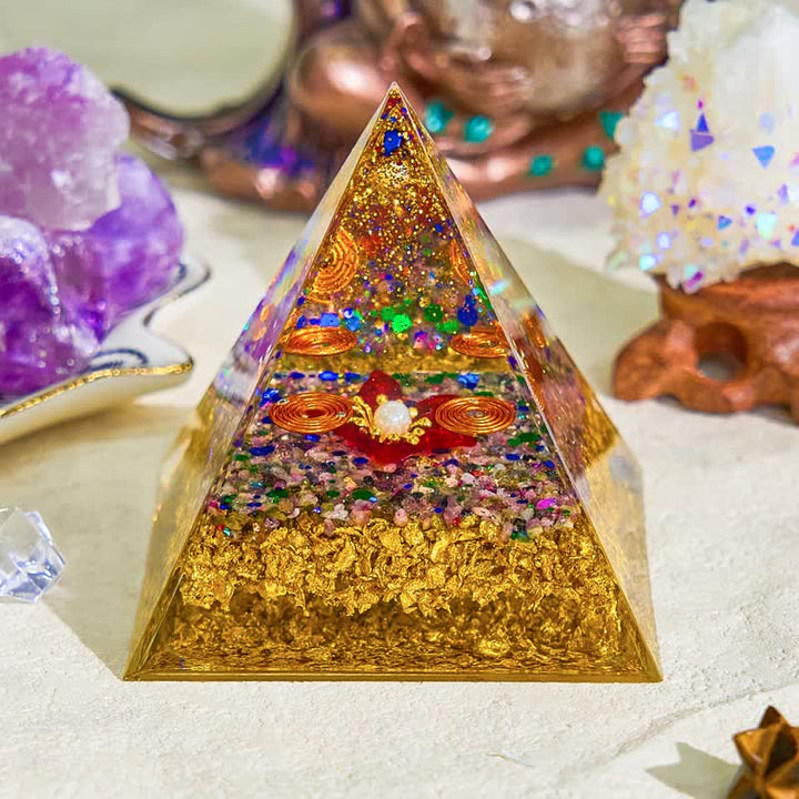 Olivenorma 8cm Pearl Tourmaline Orgone Pyramid