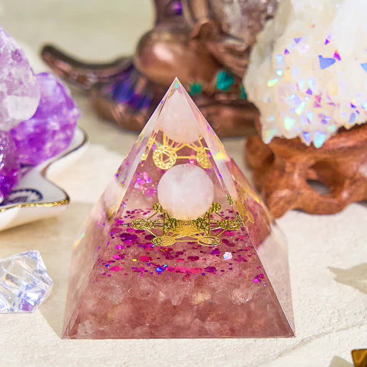 Olivenorma Rose Quartz & Strawberry Quartz Orgone Pyramid