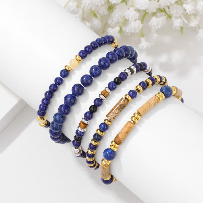 Olivenorma 4mm Stone Beads 5 Piece Bracelet