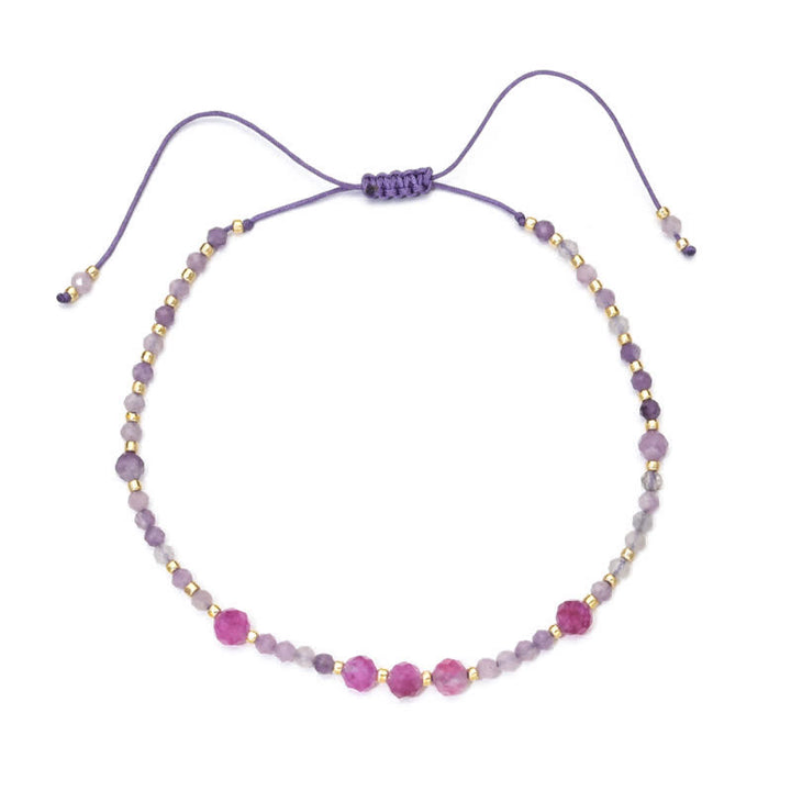 Olivenorma Natural Amethyst Fine Beads Drawstring Bracelet