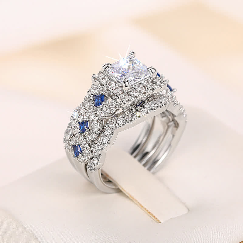 FREE Today: Sterling Silver Blue Sapphire Twisted Halo 3 Pcs Ring Set - image 8