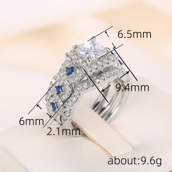 FREE Today: Sterling Silver Blue Sapphire Twisted Halo 3 Pcs Ring Set - image 10