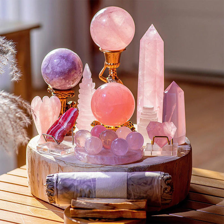 Olivenorma Rose Quartz Love & Confidence Energy Crystal Array