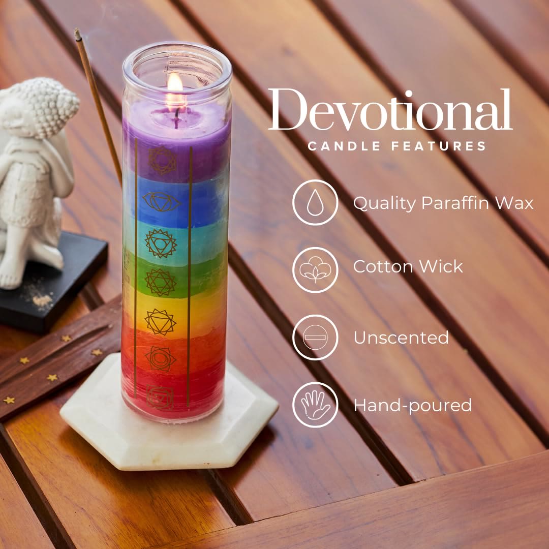 Olivenorma 7 Chakra Candle Devotional Candle with Clear Jar