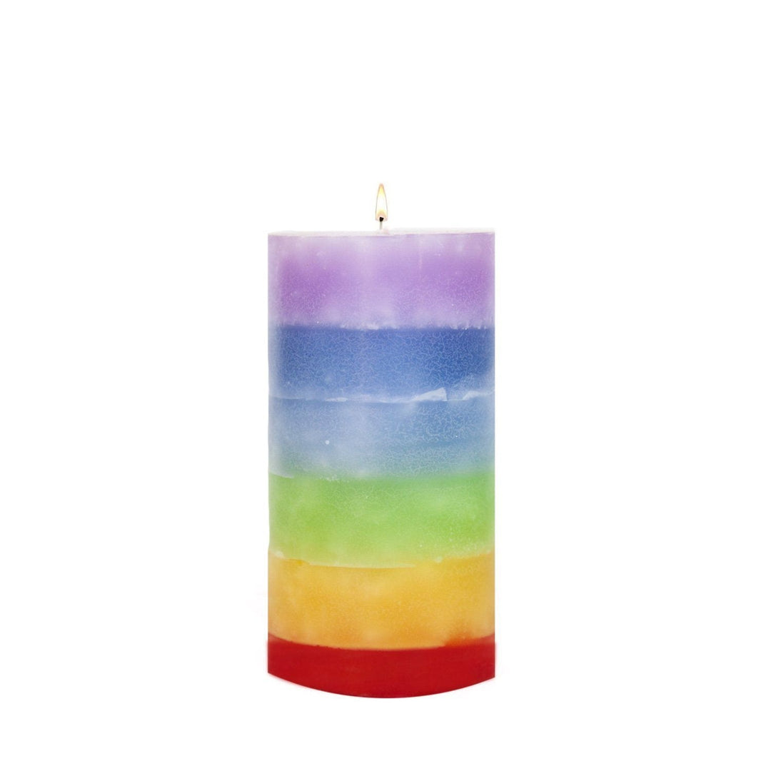 Olivenorma Unscented Chakra Layered Candle Round Pillar Candle