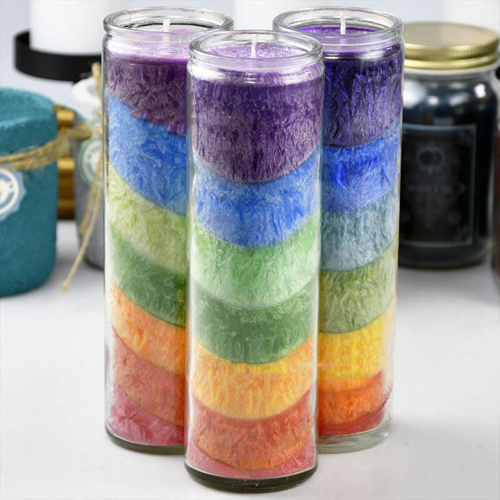 Olivenorma 7 Chakra Meditation Rainbow Candle Energy Candle