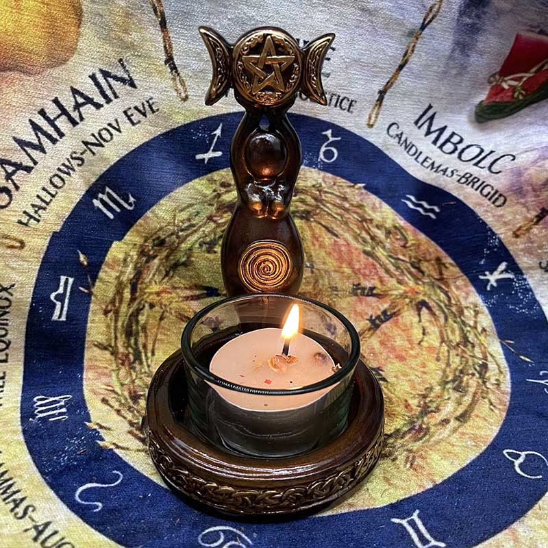 Olivenorma Triple Goddess Celtic Statue Candle Holder