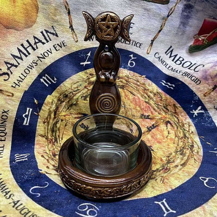 Olivenorma Triple Goddess Celtic Statue Candle Holder