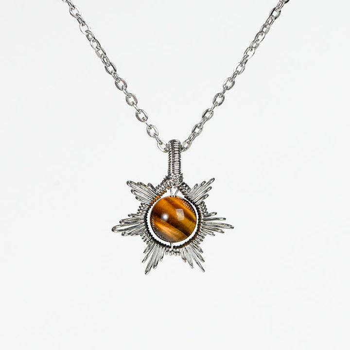 Olivenorma Natural Stone Sun Moon Pendant Necklace