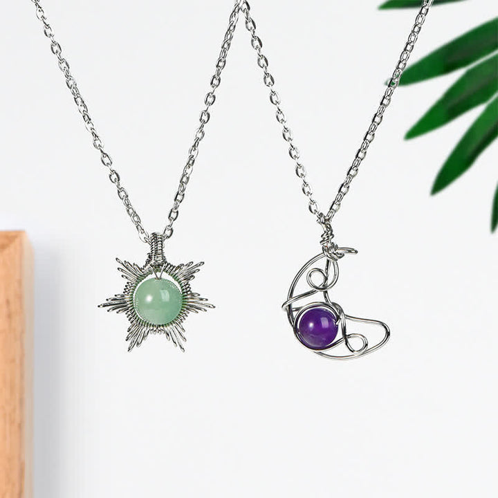 Olivenorma Natural Stone Sun Moon Pendant Necklace