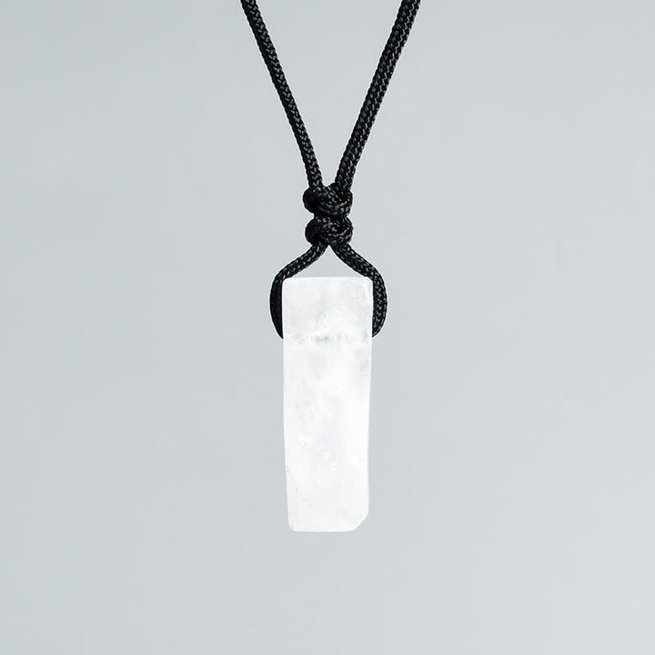 Olivenorma Natural Crystal Column Pendant Braided Knot Necklace