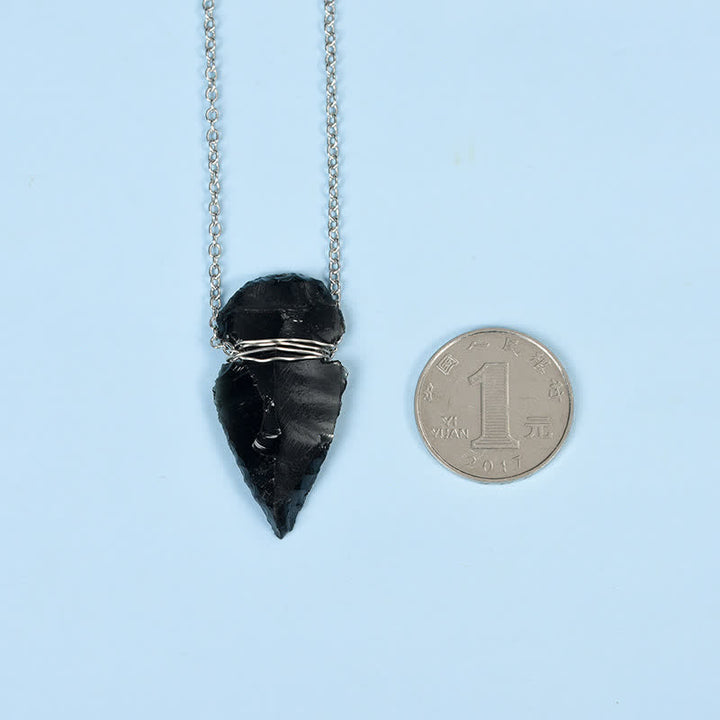 Olivenorma Natural Obsidian Arrow Pendant Necklace