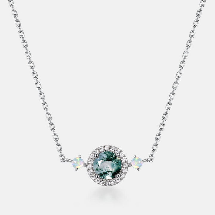Olivenorma Natural Moss Agate Opal Pendant Necklace